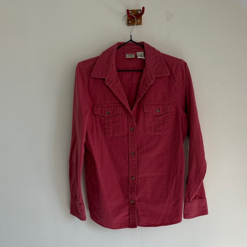 Vintage L.L. Bean Women's Deep Rose Button-Up Shirt - Size S